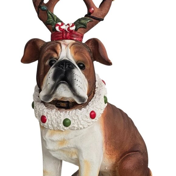 Cracker Barrel Mingle Jingle Holiday Bulldog Reindeer statue (24 inches) - Picture 1 of 9